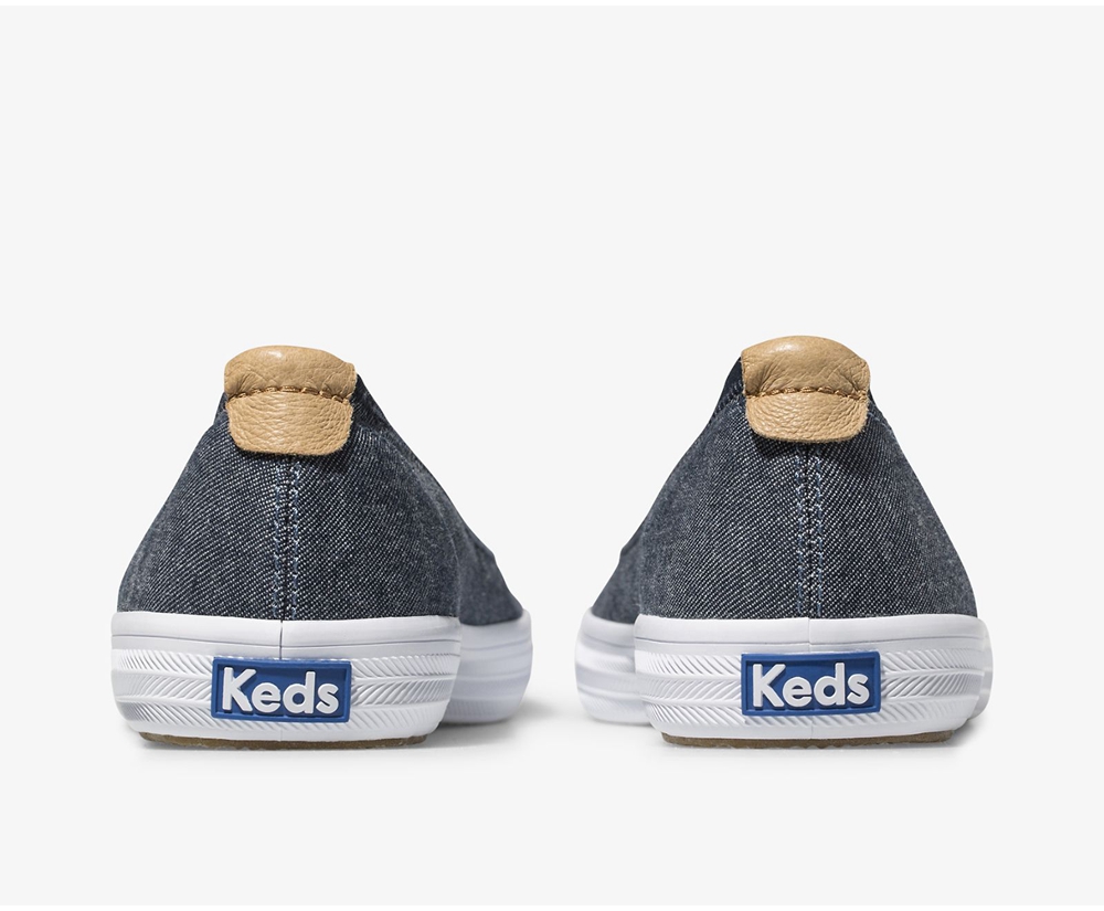 Slip On Γυναικεια - Keds Bryn Chambray - Σκουρο Μπλε - XYZTO8942